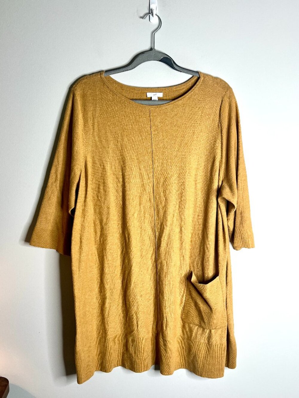 J. Jill Mustard Yellow Long-Lined Lightweight Tunic Top Front Pocket Boho Sz XL
